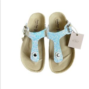 Giulia Palau girls sandals in snow/glitter white. Size 4.